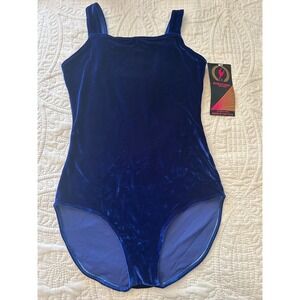 Vintage Eurotard Womens Blue Velvet Leotard Dance Body Wear Large NWT USA